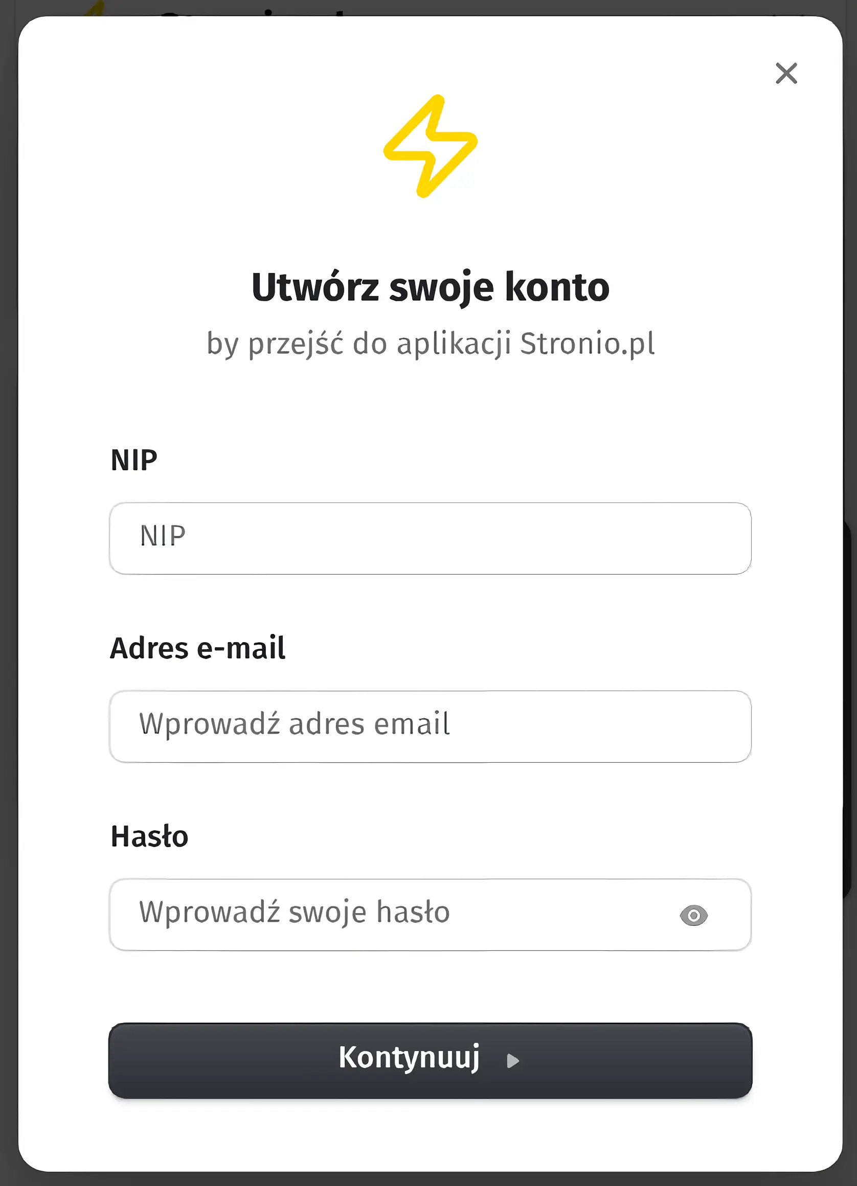 Sposób rejestracji w Stronio.pl